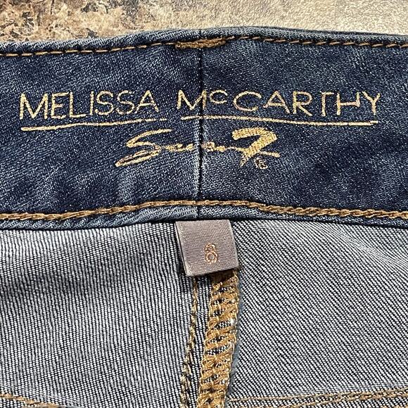 Melissa McCarthy Seven7 Jeans Skinny Slimming Boho Embroidered Floral Blue 8 - Picture 3 of 7